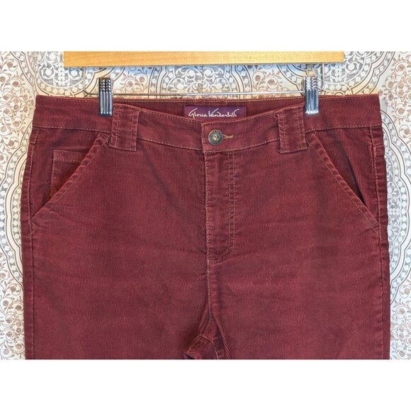 Gloria Vanderbilt Womens Corduroy Pants Size 12 Burgundy Casual Straight-Leg Mid - Picture 4 of 10
